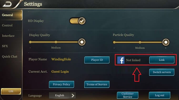Arena of Valor Not Linked Account
