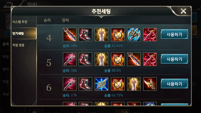 Most popular builds for Lindis from South Korea server