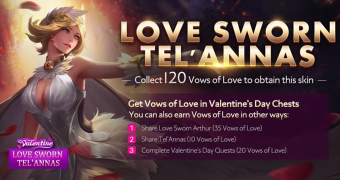 Valentine's Event: Unlock Love Sworn Tel'Annas Skin