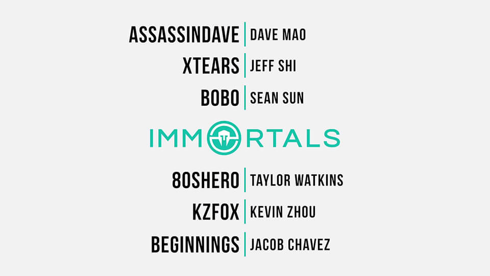 Immortals Arena of Valor Roster