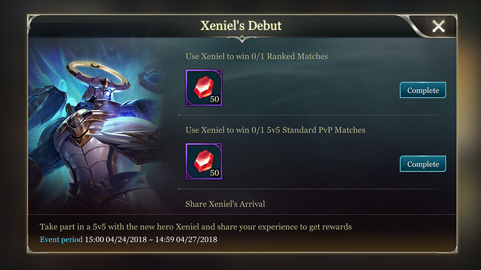 Xeniel Debut event in Arena of Valor
