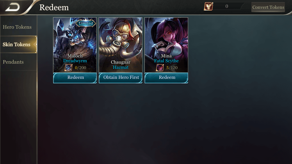 Arena of Valor skin tokens