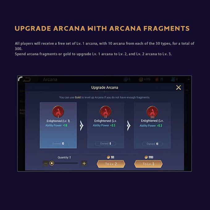 UPGRADE ARCANA WITH ARCANA FRAGMENTS