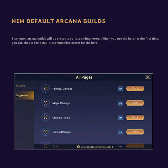 NEW DEFAULT ARCANA BUILDS