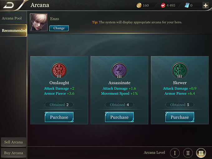 Enzo Recommended Arcana Lv 3