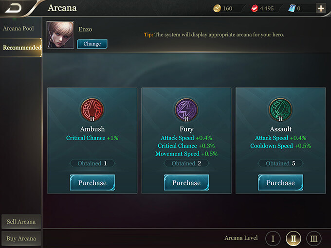 Enzo Recommended Arcana Lv 2