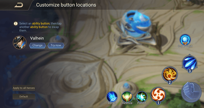 In-match button positions can now be customized