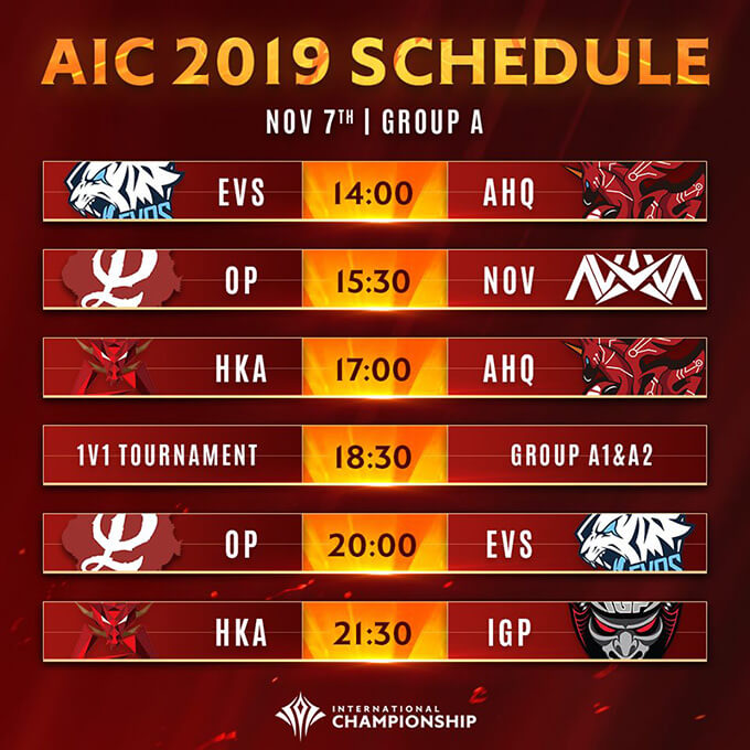 AIC 2019 Schedule Day 2