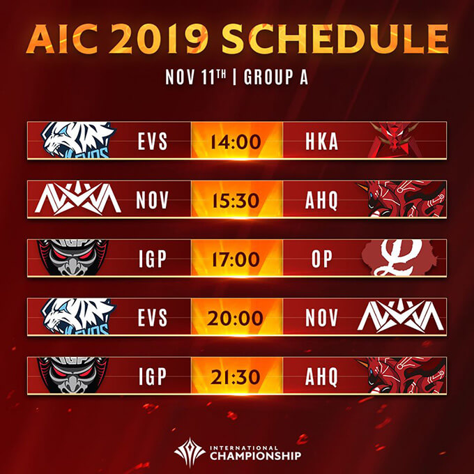 AIC 2019 Schedule Day 6
