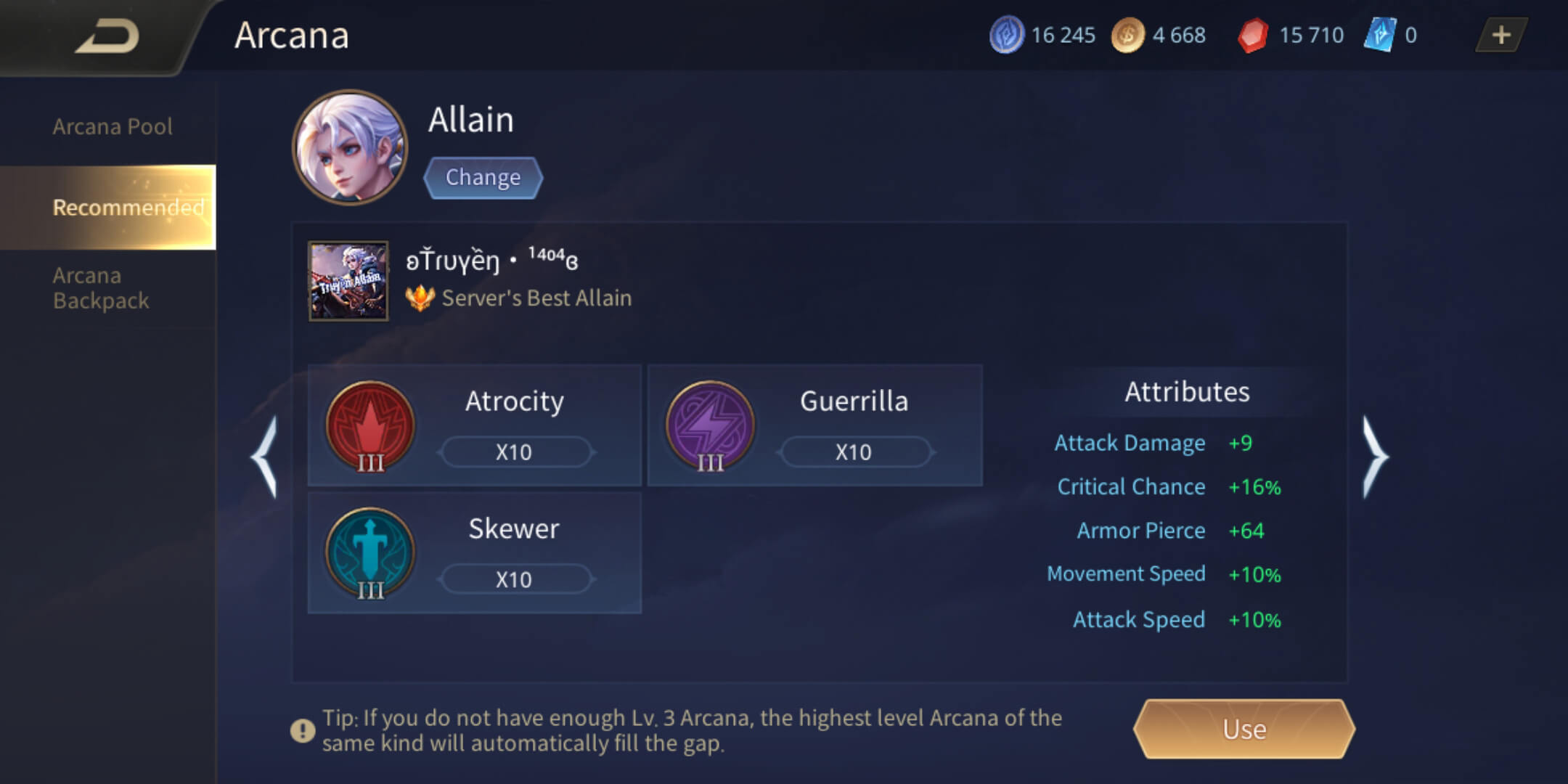Allain Arcana Recommended