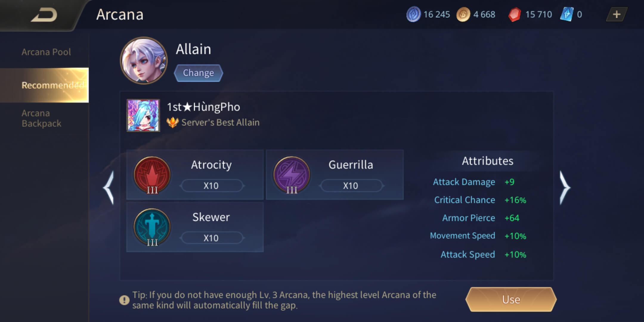 Allain Arcana Recommended