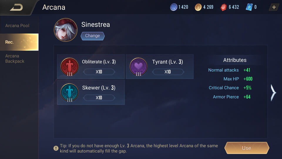 Sinestrea Arcana Recommended