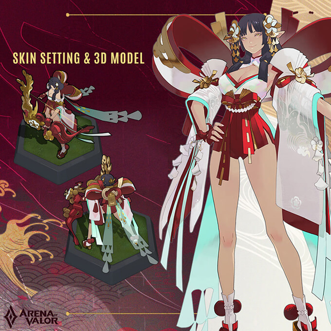 Design Concept: Tel'Annas Fox Shrine Maiden - Skin Setting and 3D model