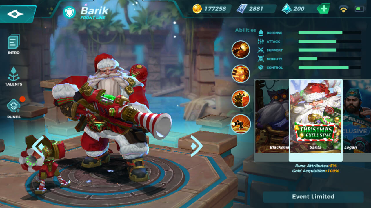 Barik Santa skin in Paladins Strike