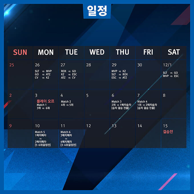 2018 Korea King Pro League Schedule