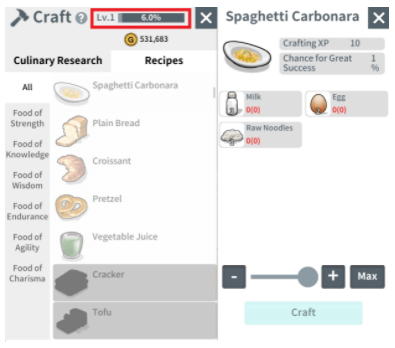 Crafting Lv. Growth