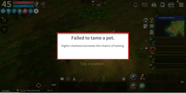 The chances of successfully taming a pet is affected by the character's Charisma stats