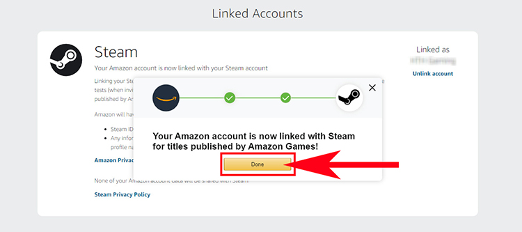 Link your Amazon and Steam accounts