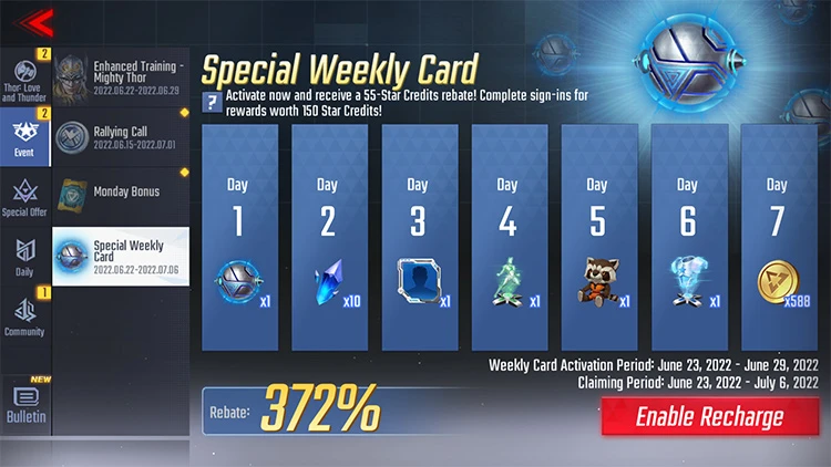 Special Weekly Card