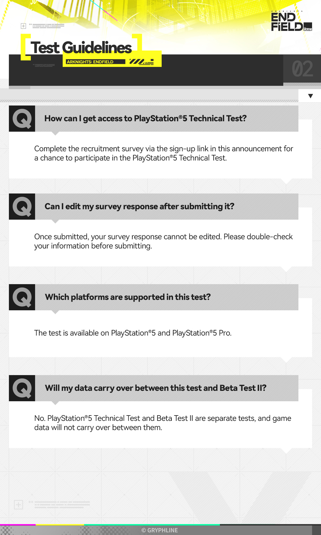 PlayStation 5 Technical Test Guidelines
