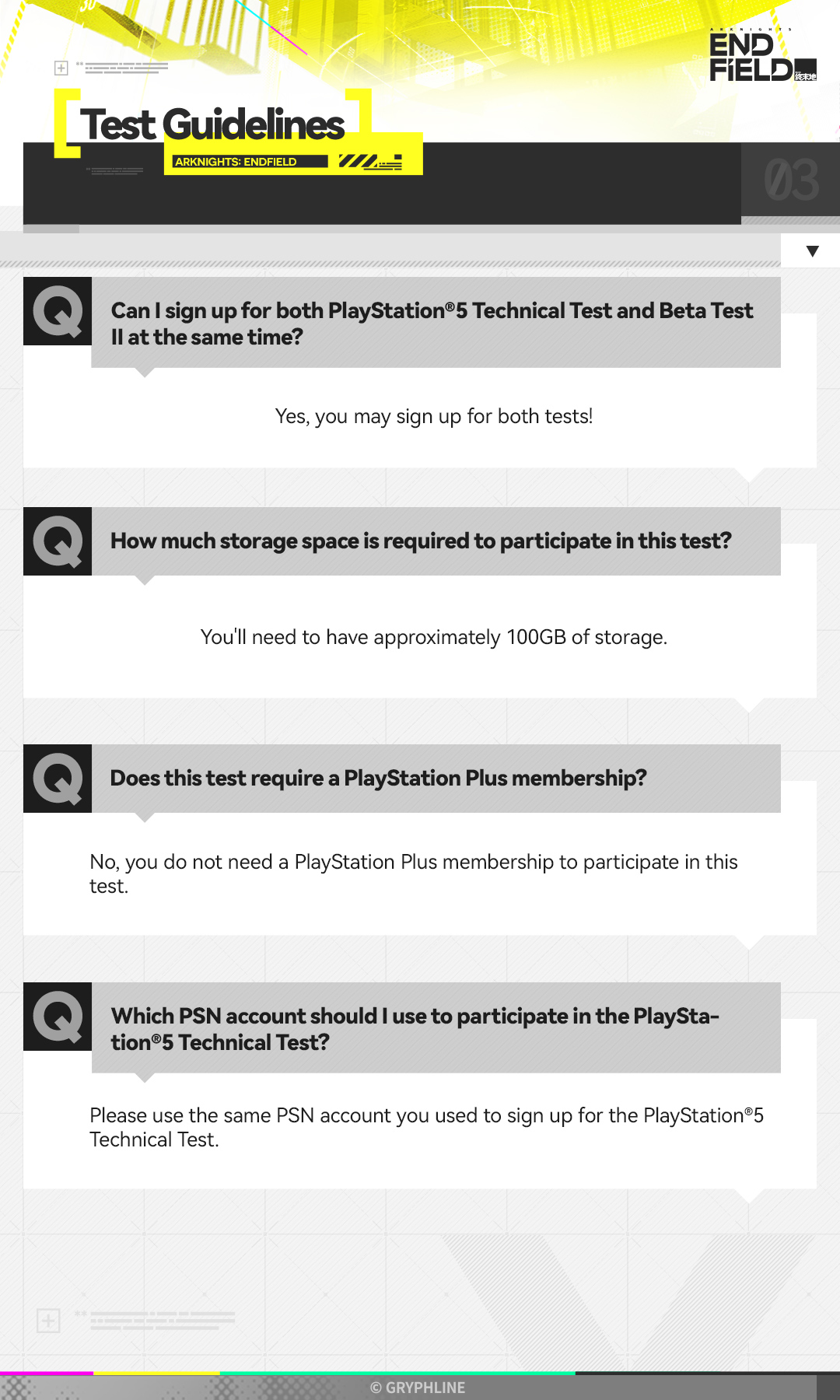 PlayStation 5 Technical Test Guidelines