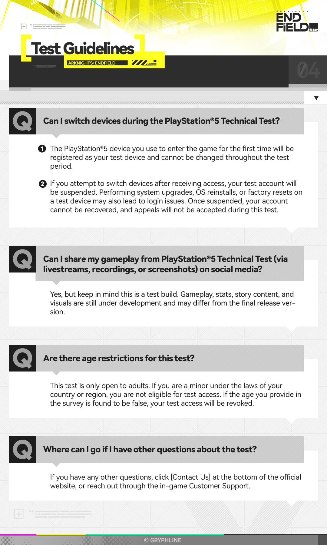PlayStation 5 Technical Test Guidelines